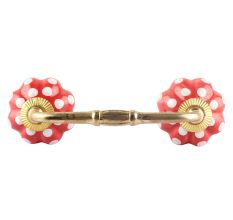 Red White Floral Dot Ceramic Bridge Handles