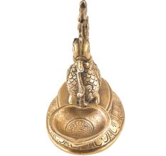 Elegant Brass Diya With Peacock Figurine