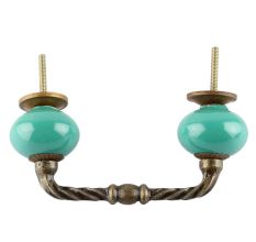 Neon Sea Green Ceramic Cut Bridge Handles