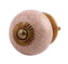 Baby Pink Crackle Ceramic Drawer Knob Online