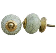 Pistachio Green Crackle Ceramic Drawer Knob