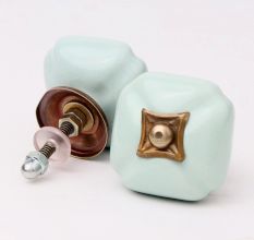 Solid Sage Green Square Ceramic Drawer Knob Online