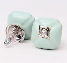 Solid Sage Green Square Ceramic Drawer Knob Online