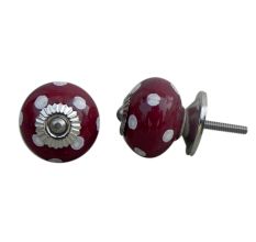 Cherry White Dot Ceramic Cabinet Knob