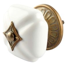 White Square Ceramic Dresser Knob