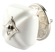 White Square Ceramic Dresser Knob