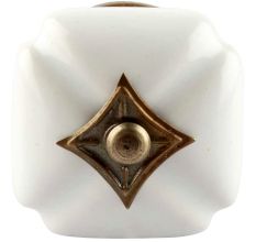 White Square Ceramic Dresser Knob