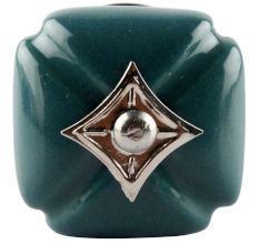 Solid Forest Green Square Ceramic Furniture Knob Online
