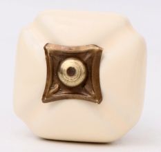 Solid Cream Square Ceramic Wardrobe Knob