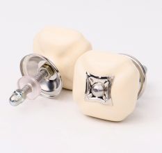 Solid Cream Square Ceramic Wardrobe Knob
