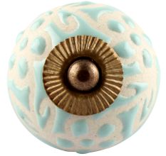 Sage Green Etched Ceramic Floral Drawer Knob Online