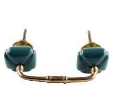 Solid Forest Green Square Ceramic Bridge Handle