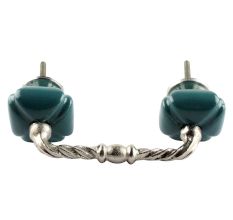 Solid Forest Green Square Ceramic Cut Bridge Handles