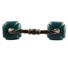 Solid Forest Green Square Ceramic Cut Bridge Handles