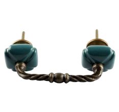 Solid Forest Green Square Ceramic Cut Bridge Handles