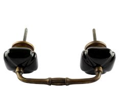 Solid Black Square Ceramic Bridge Handle
