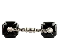 Solid Black Square Ceramic Cut Bridge Handle