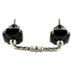 Solid Black Square Ceramic Cut Bridge Handle