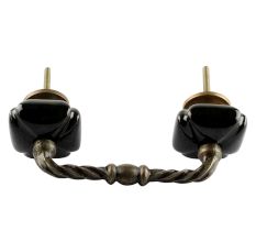 Solid Black Square Ceramic Cut Bridge Handle