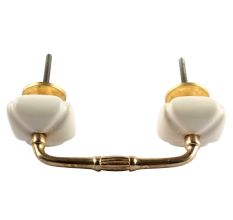 Solid Cream Square Ceramic Bridge Handle