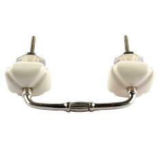 Solid Cream Square Ceramic Bridge Handle