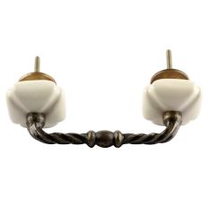 Cream Square Ceramic Cut Bridge Handle