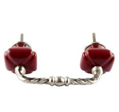 Solid Cherry Square Ceramic Cut Bridge Handle