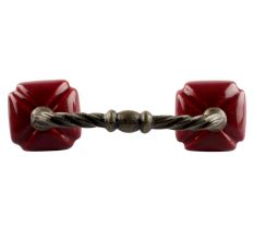Solid Cherry Square Ceramic Cut Bridge Handle