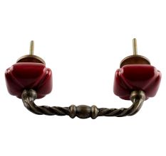 Solid Cherry Square Ceramic Cut Bridge Handle