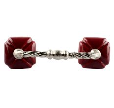 Solid Cherry Square Ceramic Cut Bridge Handle