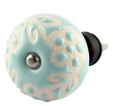 Sage Green Etched Ceramic Wine Stopper 