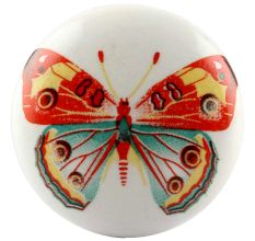 Multicolor Butterfly Ceramic Flat Drawer Knob