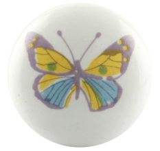 Yellow Butterfly Ceramic Flat Drawer Knob Online