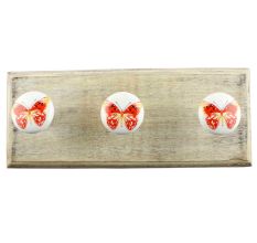Multicolor Butterfly Ceramic Flat Wooden Hook