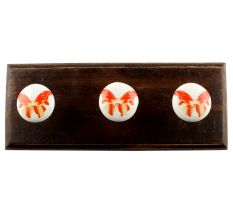 Red Butterfly Ceramic Wooden Hook