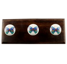 Multicolor Butterfly Ceramic Wooden Hook