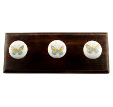 Yellow Butterfly Ceramic Wooden Hook