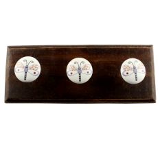 White Base Bee Ceramic Flat Wooden Hook