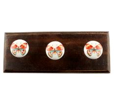 Multicolor Butterfly Ceramic Wooden Hook