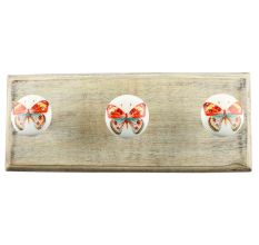 Multicolor Butterfly Ceramic Wooden Hook