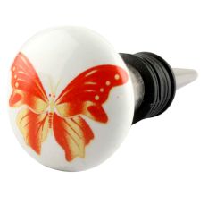 Red Butterfly Ceramic Wine Stopper