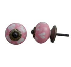 Peach White Heart  Knob