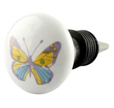 Yellow Butterfly Ceramic Wine Stopper