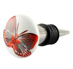 Dark Red Butterfly Ceramic Wine Stopper