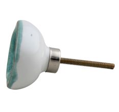 Sea Green Ceramic Dresser Knob in Silver Fitting