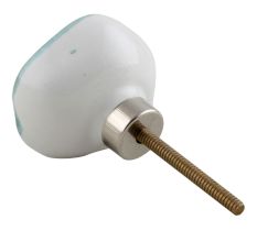 Sea Green Ceramic Dresser Knob in Silver Fitting