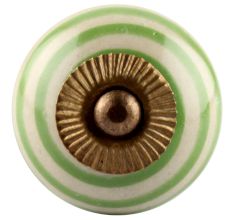 Pea Green Striped Ceramic Cabinet Knob