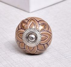 Golden Flower Ceramic Dresser Knob
