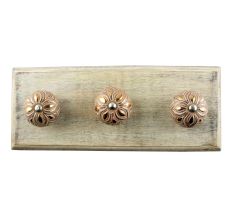 Golden Leaf Ceramic Floral Wooden Hook