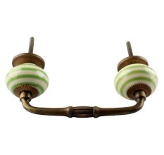 Pea Green Striped Ceramic Bridge Handles